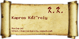 Kapros Károly névjegykártya