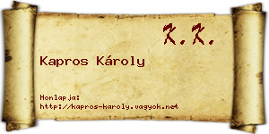 Kapros Károly névjegykártya