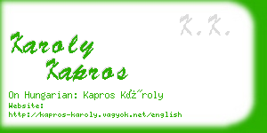 karoly kapros business card